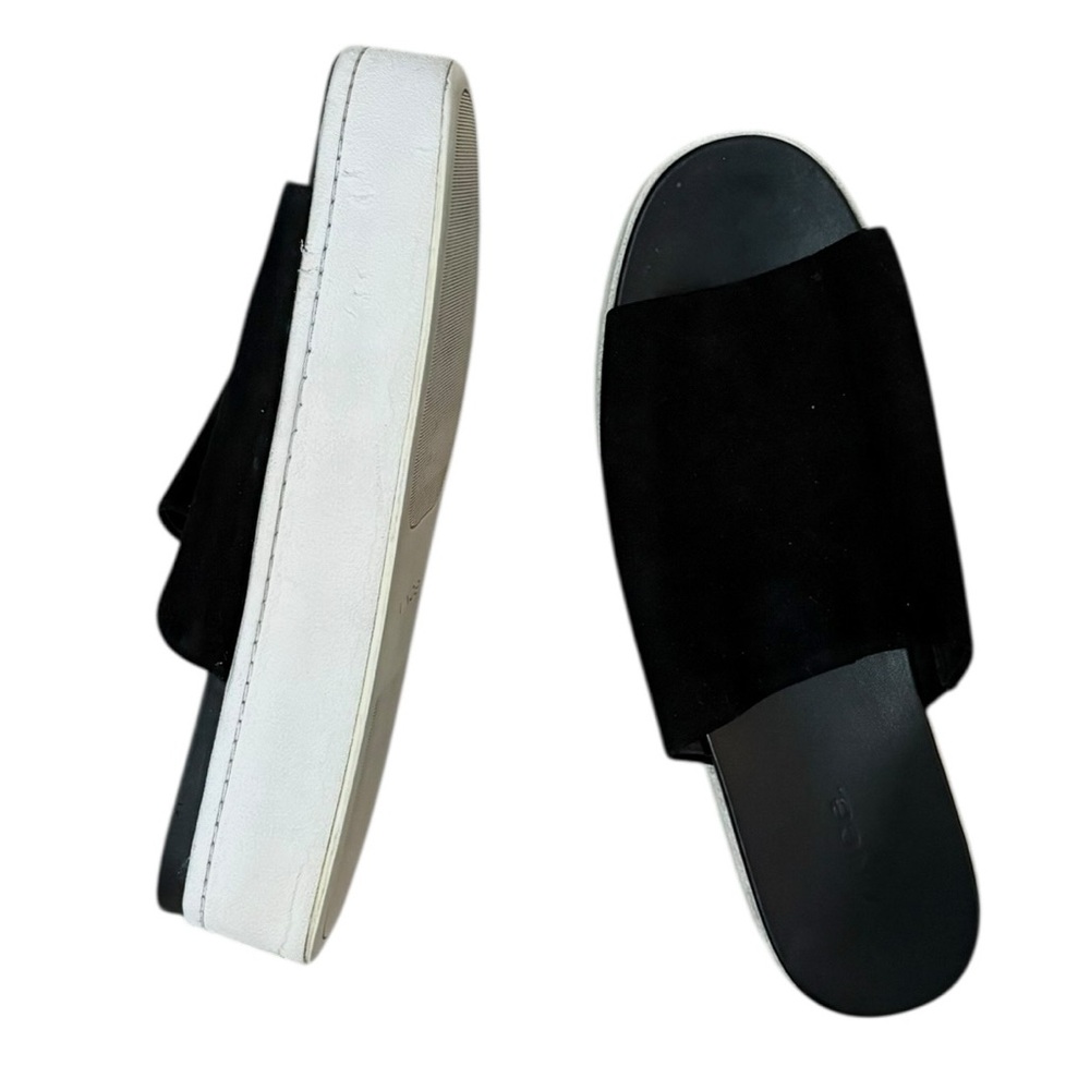 VINCE Black Suede Platform Slides Sandals Minimalist Mules